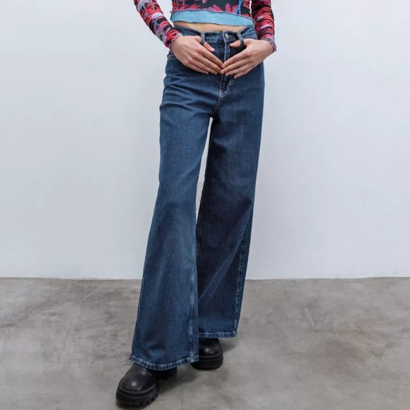 Urban Outfitters Dark Blue Wide Leg Jeans - Picture 3 of 8